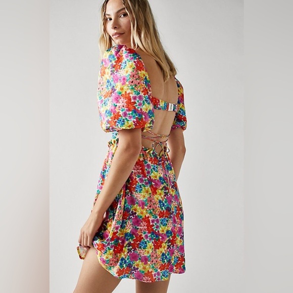 For Love & Lemons Merrill Puff Sleeve Floral Mini Dress - Picture 3 of 10